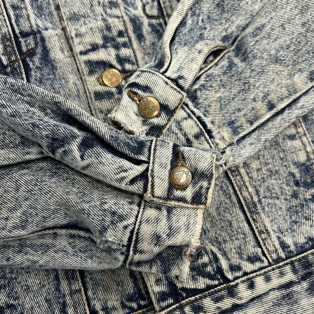 Vintage Georges Marciano‎ Guess Denim Trucker Button Jacket Size Medium USA ACID